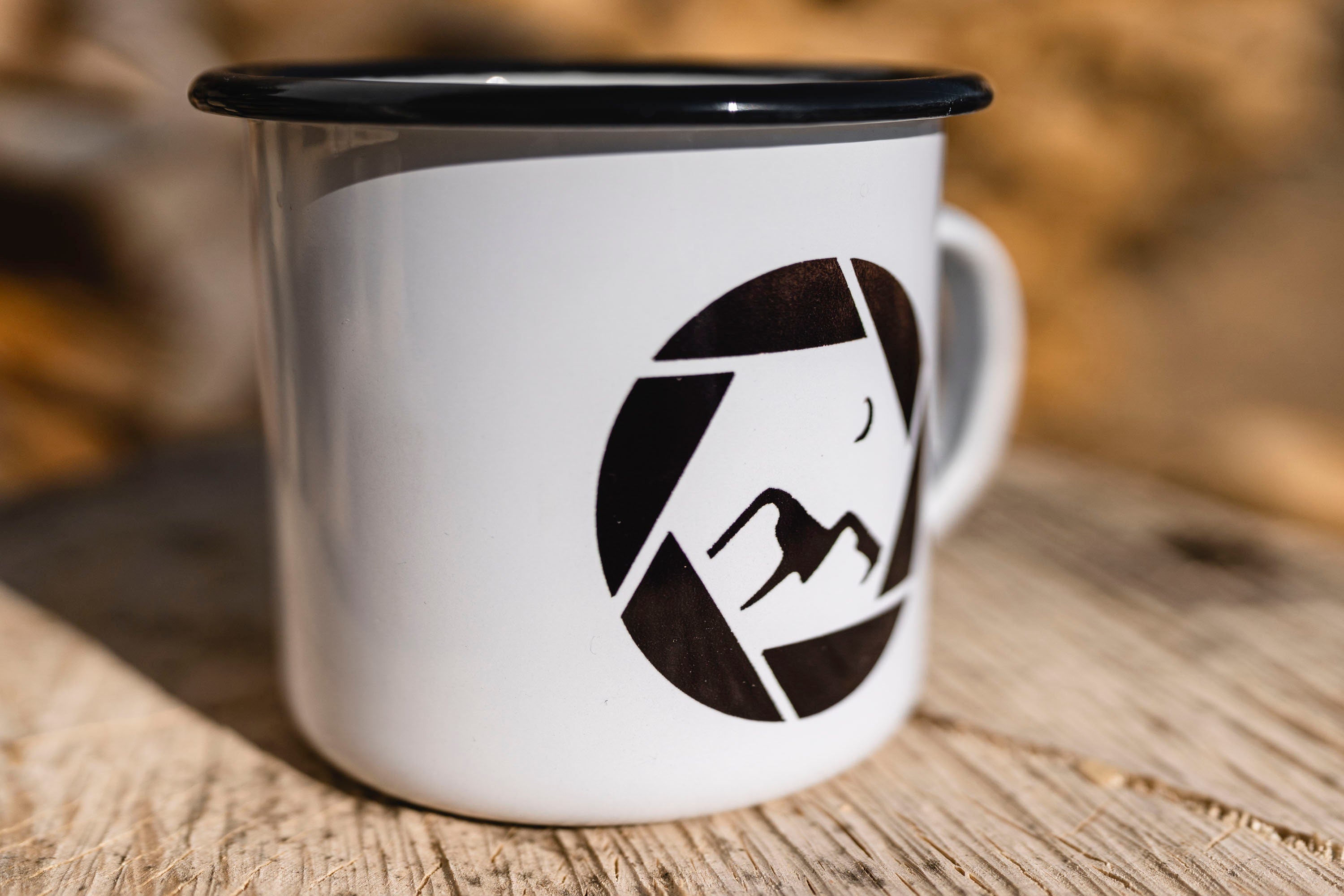 Emaille Tasse, Retro Fototasse, Campingtasse, Outdoortasse, Reisebecher