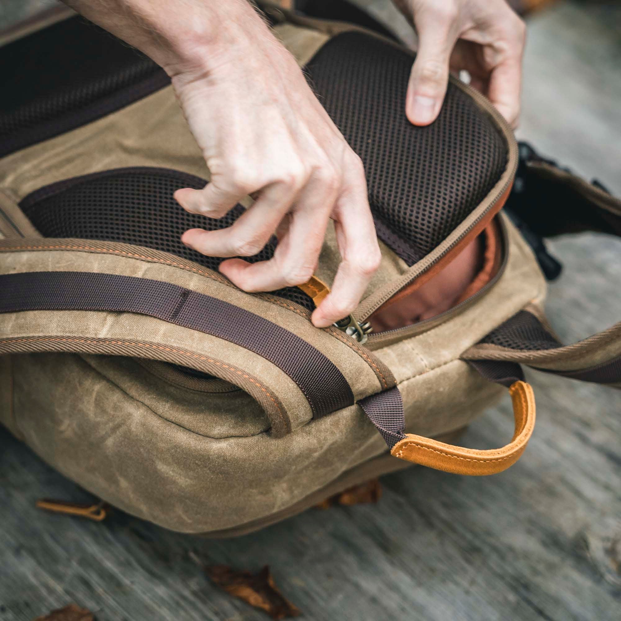 Fotografie Kamerarucksack, Rucksack, Canvas, Retro, wasserabweisend, DSLR, DSLM, khaki