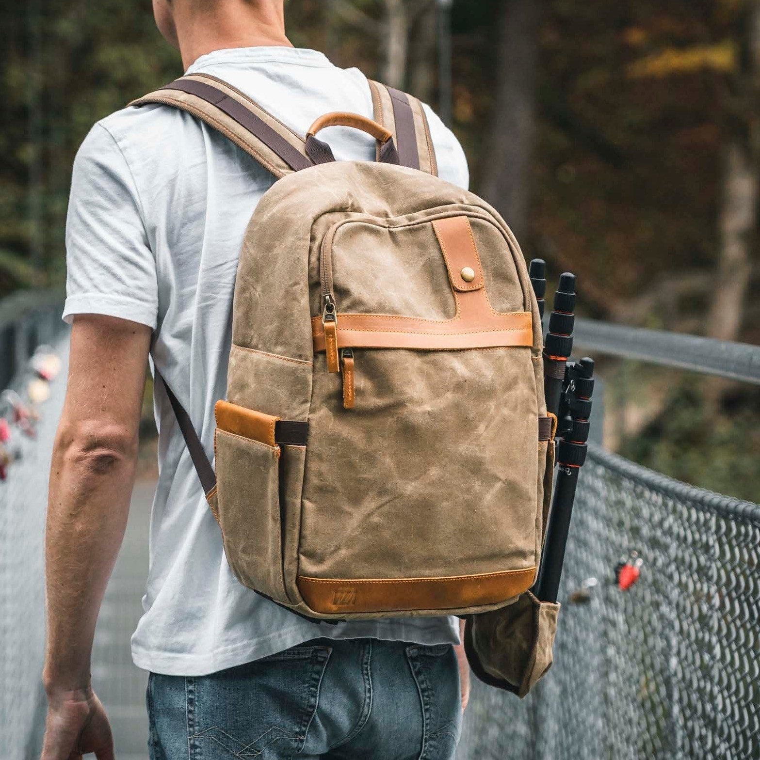 Fotografie Kamerarucksack, Rucksack, Canvas, Retro, wasserabweisend, DSLR, DSLM, khaki