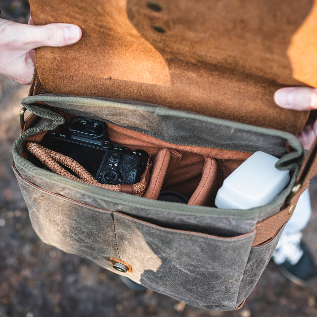 Kameratasche, Messenger Bag, Canvas, Retro, Vintage, wasserabweisend, DSLR, DSLM