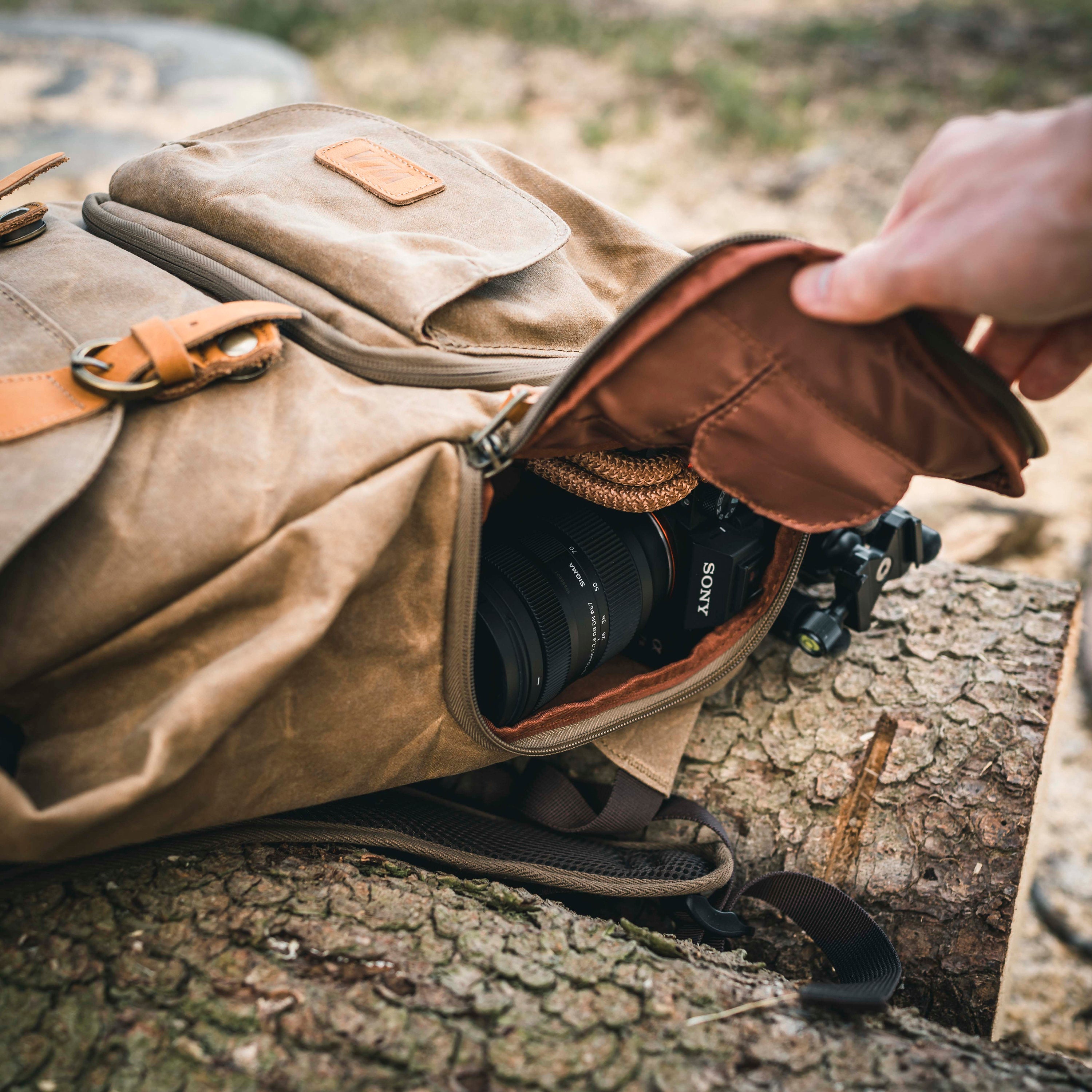 Retro Rucksack, Kamerarucksack, Canvas, wasserabweisend, DSLR, DSLM