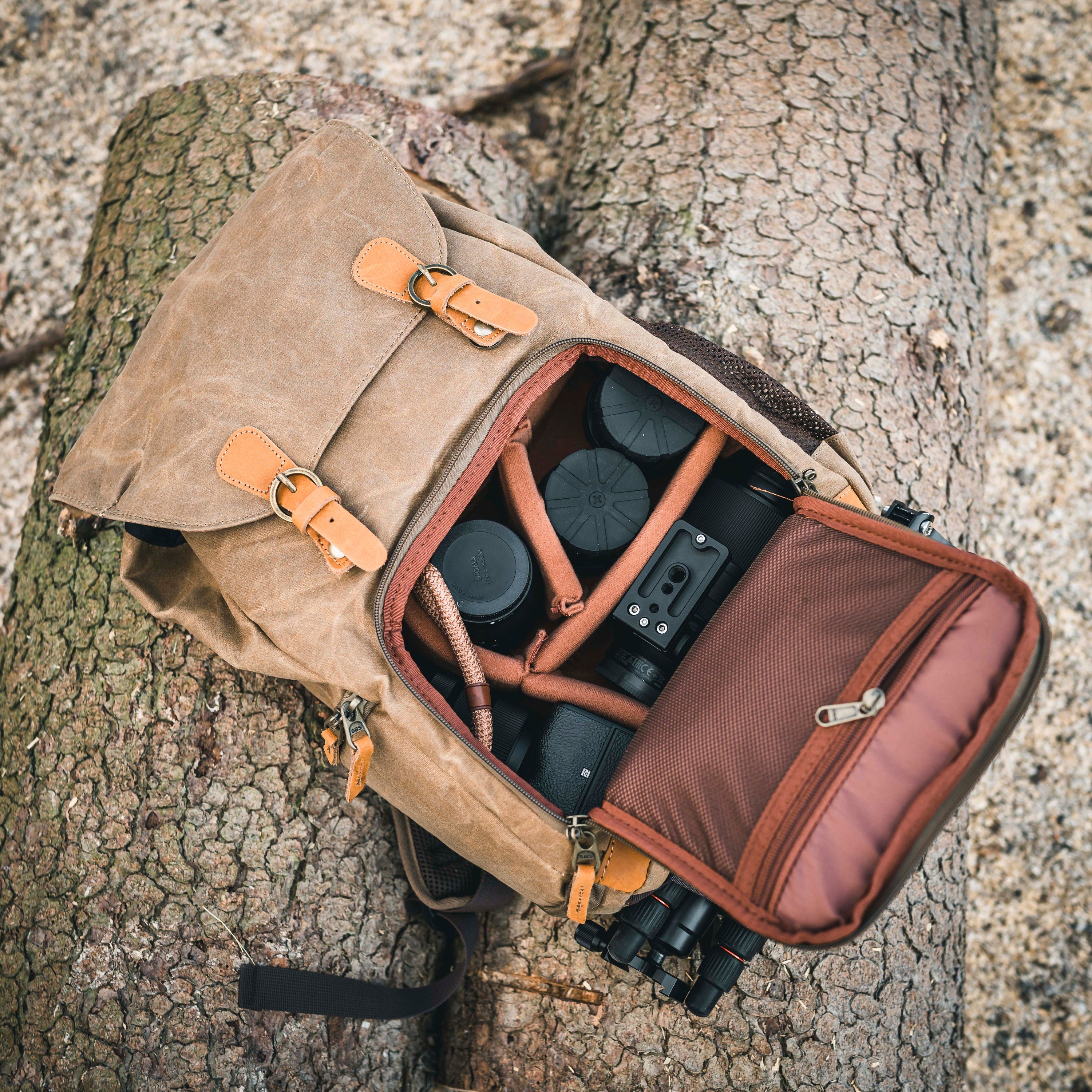 Retro Rucksack, Kamerarucksack, Canvas, wasserabweisend, DSLR, DSLM