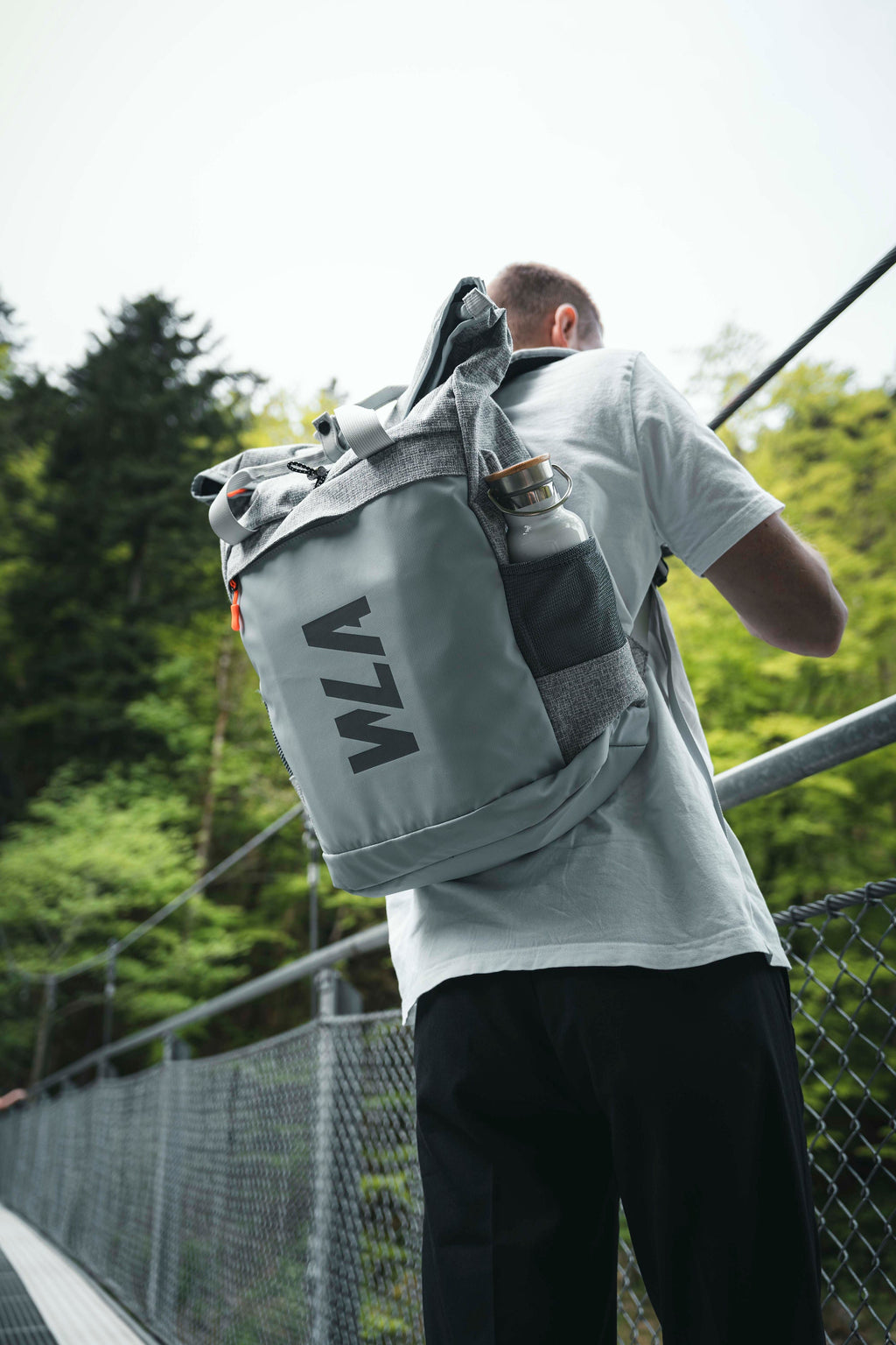Rolltop Rucksack/ Wickelrucksack mit Henkeln, grau, 28L