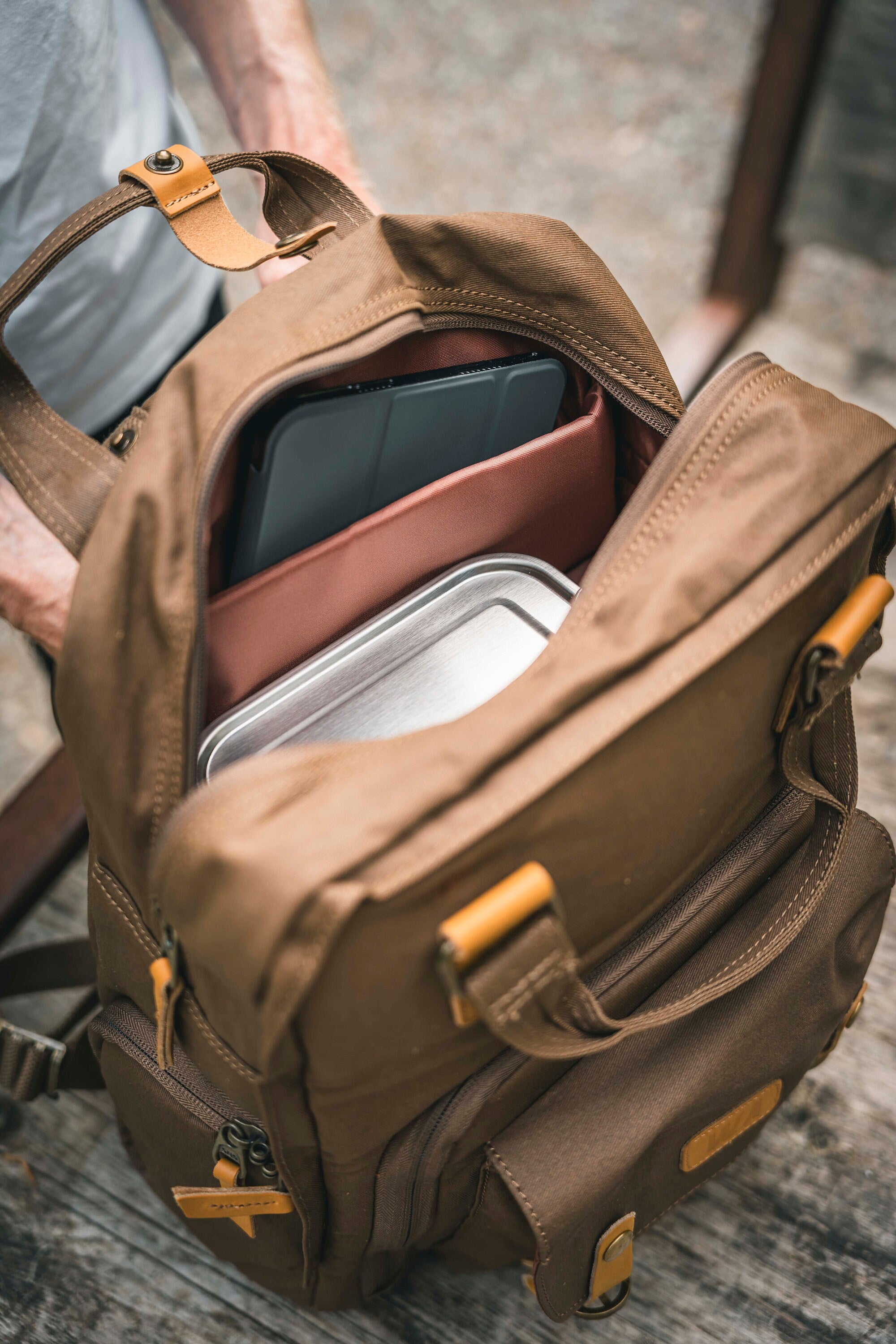 Kamerarucksack mit Henkeln, Canvas Rucksack, wasserabweisend, DSLR, DSLM