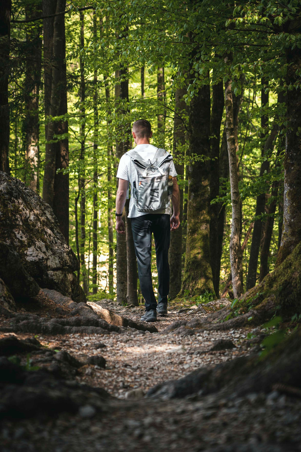 Rolltop Rucksack/ Wickelrucksack mit Henkeln, grau, 28L