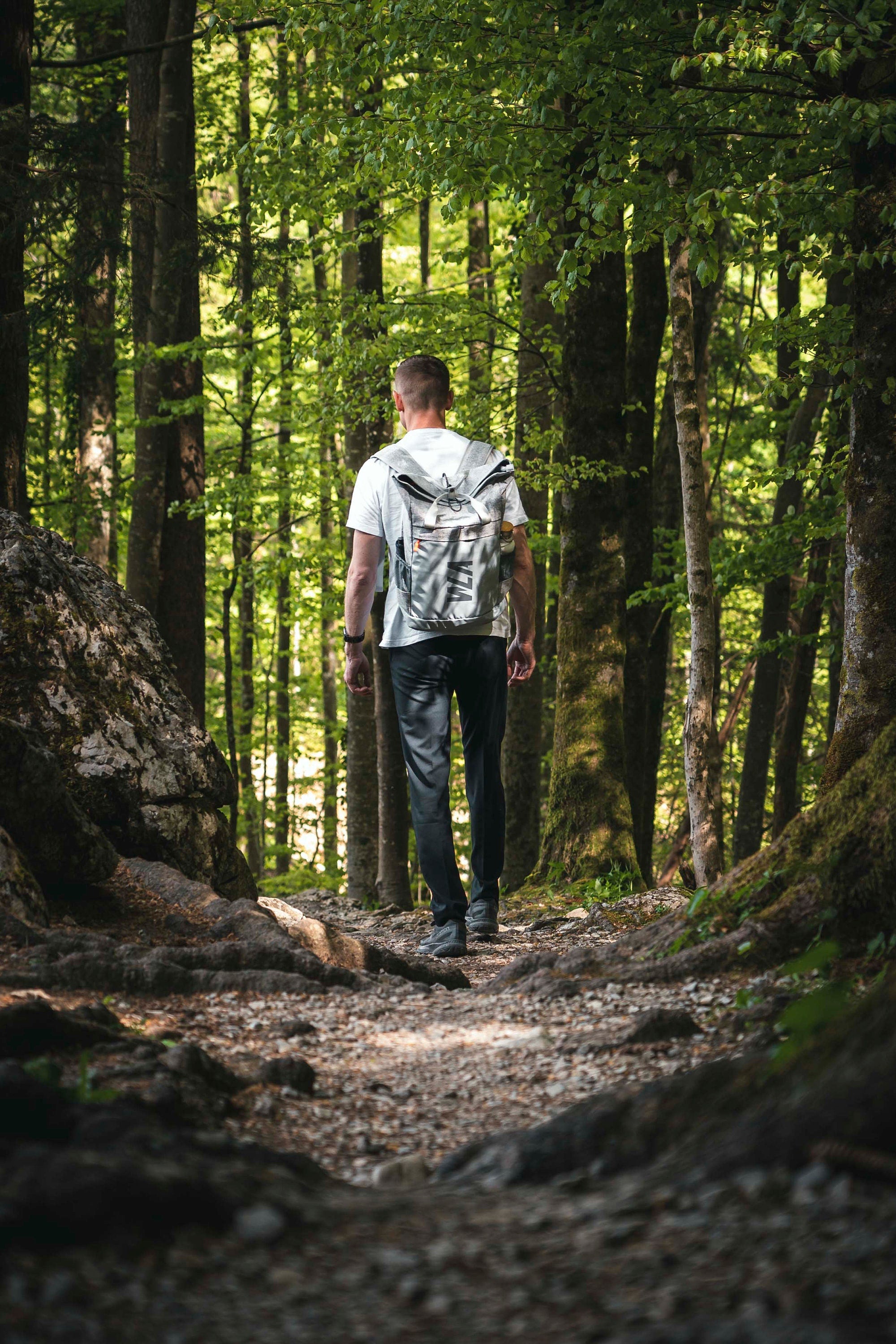Rolltop Rucksack/ Wickelrucksack mit Henkeln, grau, 28L