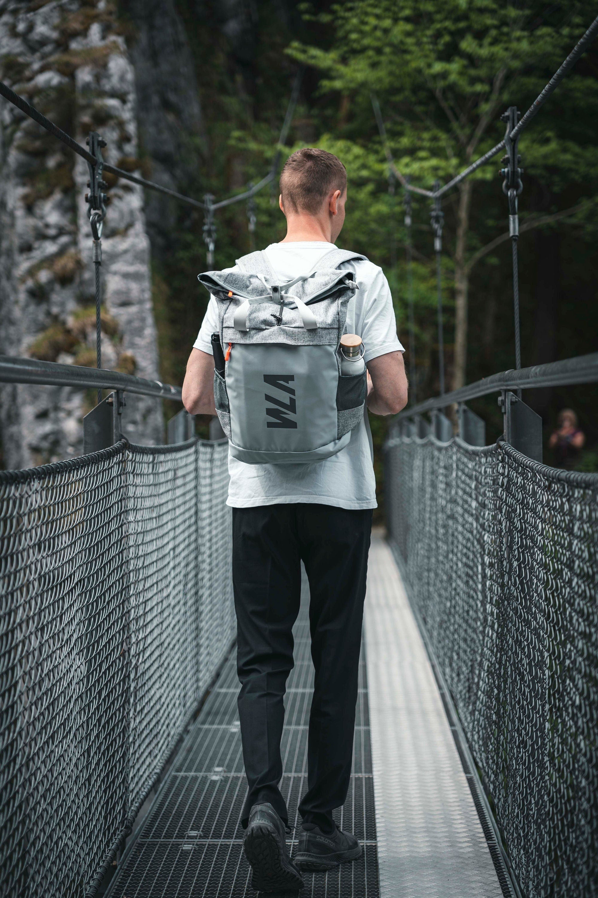 Rolltop Rucksack/ Wickelrucksack mit Henkeln, grau, 28L