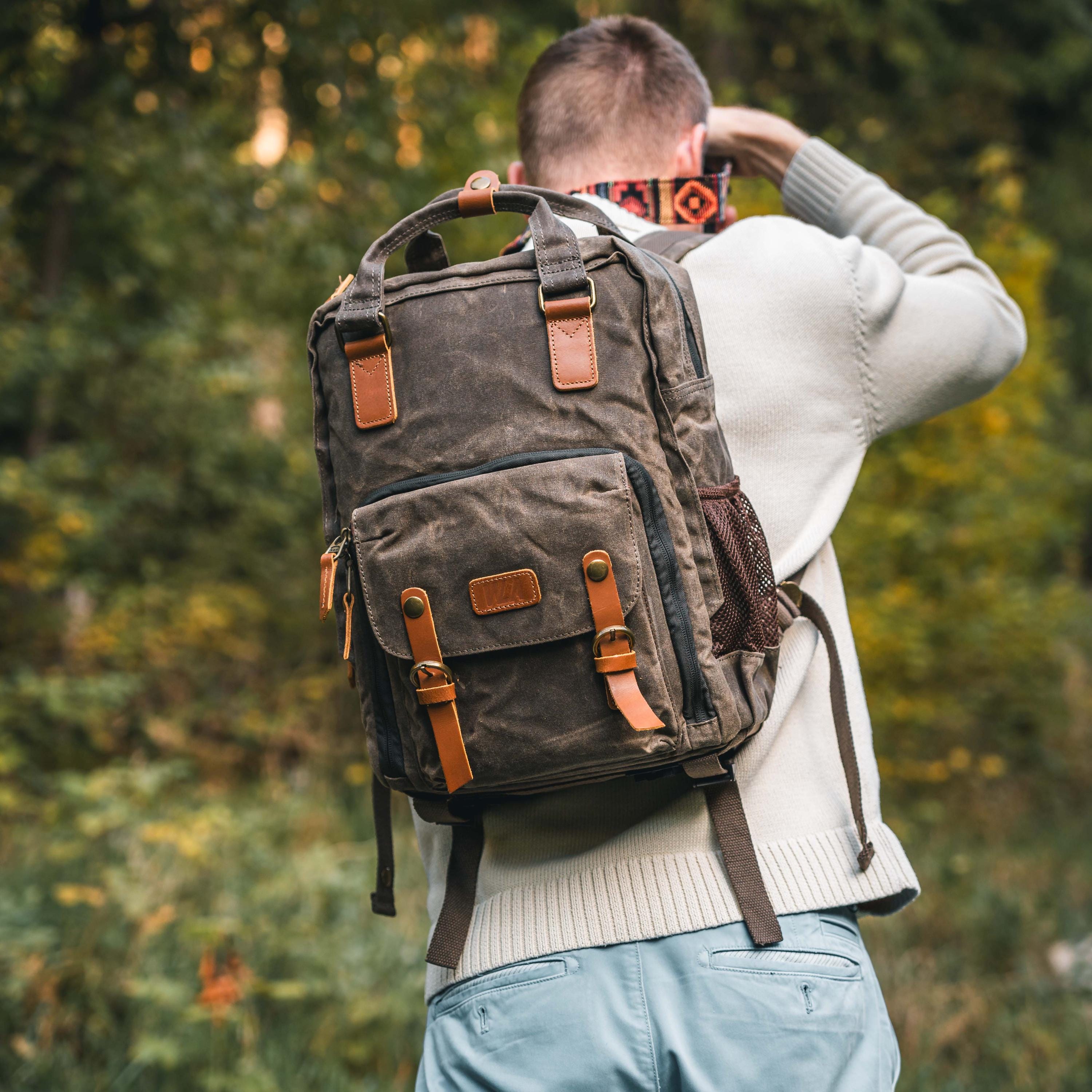 Kamerarucksack mit Henkeln, Canvas Rucksack, wasserabweisend, DSLR, DSLM