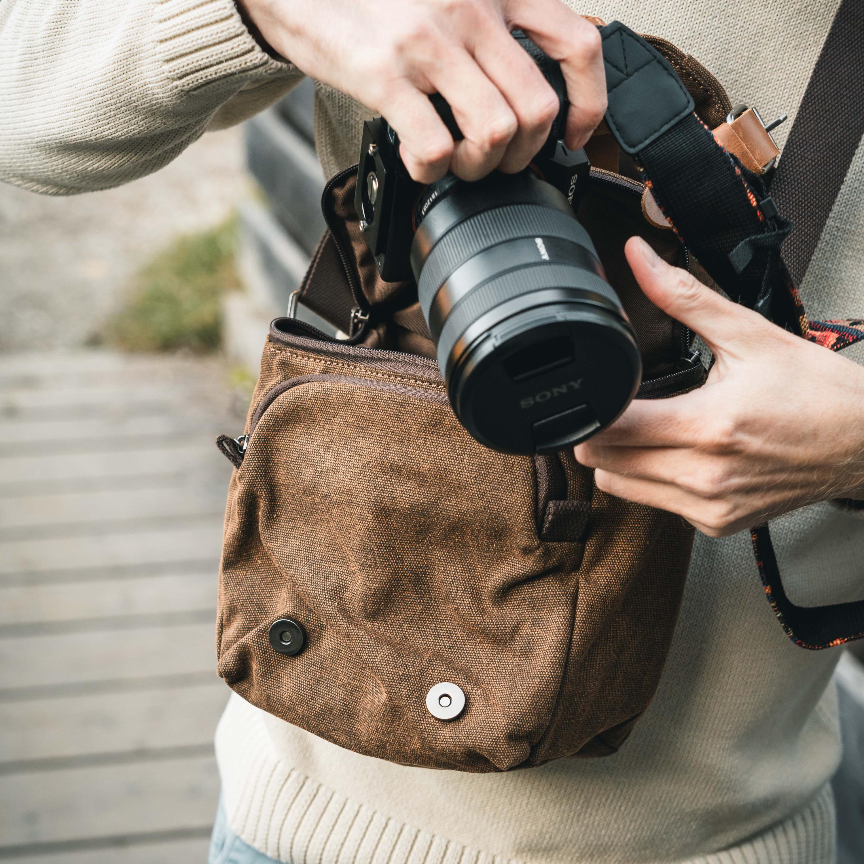 Kameratasche, Fototasche, Canvas, Retro, Vintage, wasserabweisend, DSLR, DSLM
