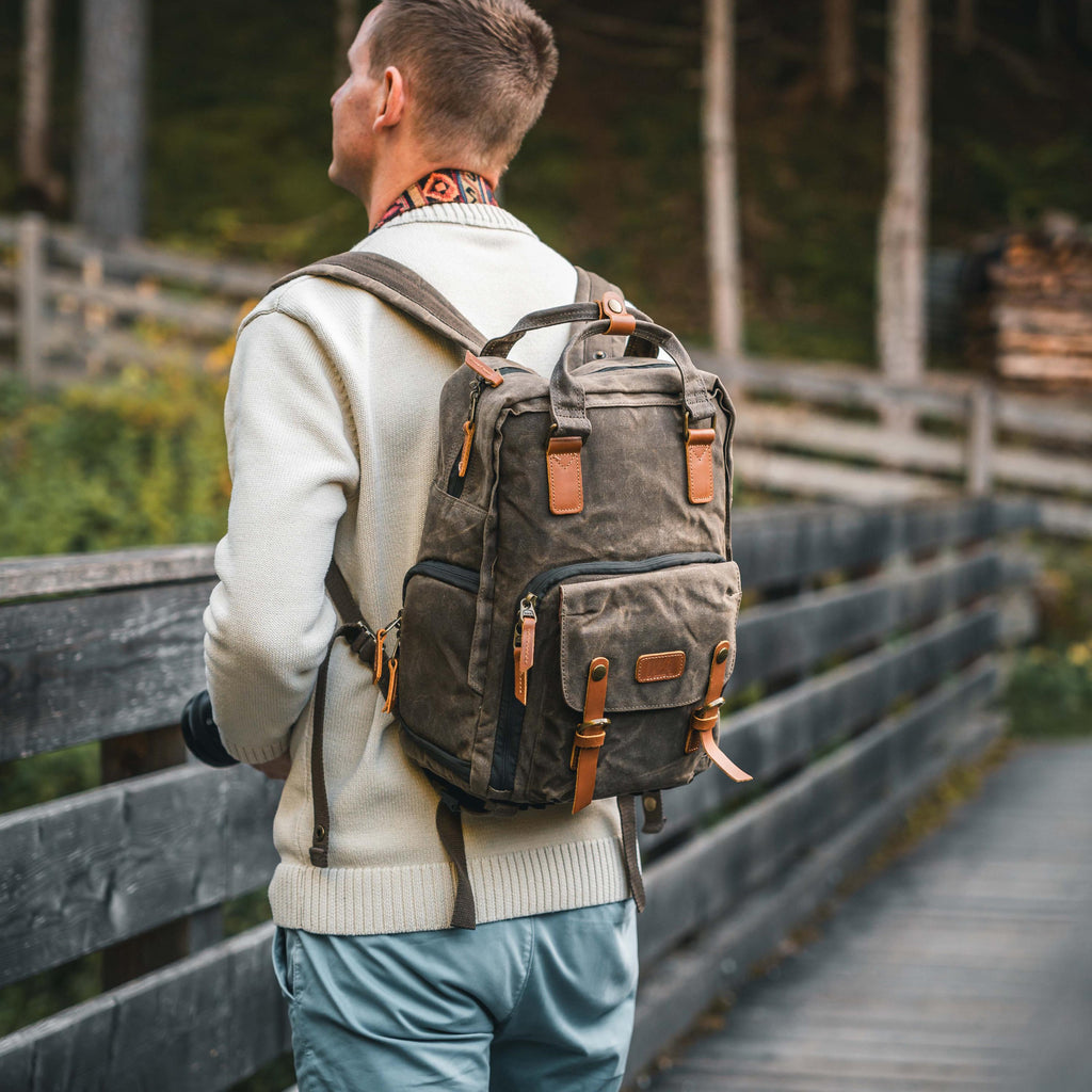 Kamerarucksack mit Henkeln, Canvas Rucksack, wasserabweisend, DSLR, DSLM