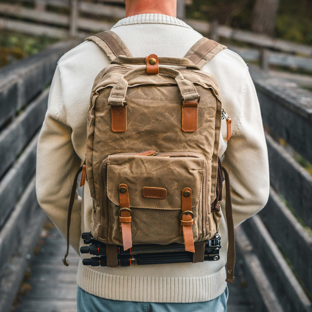 Canvas Rucksack mit Henkeln, Kamerarucksack, wasserabweisend, DSLR, DSLM