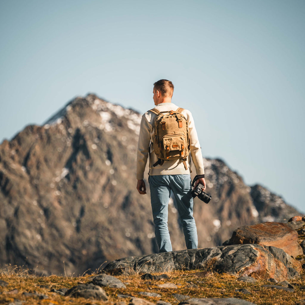 Canvas Rucksack mit Henkeln, Kamerarucksack, wasserabweisend, DSLR, DSLM