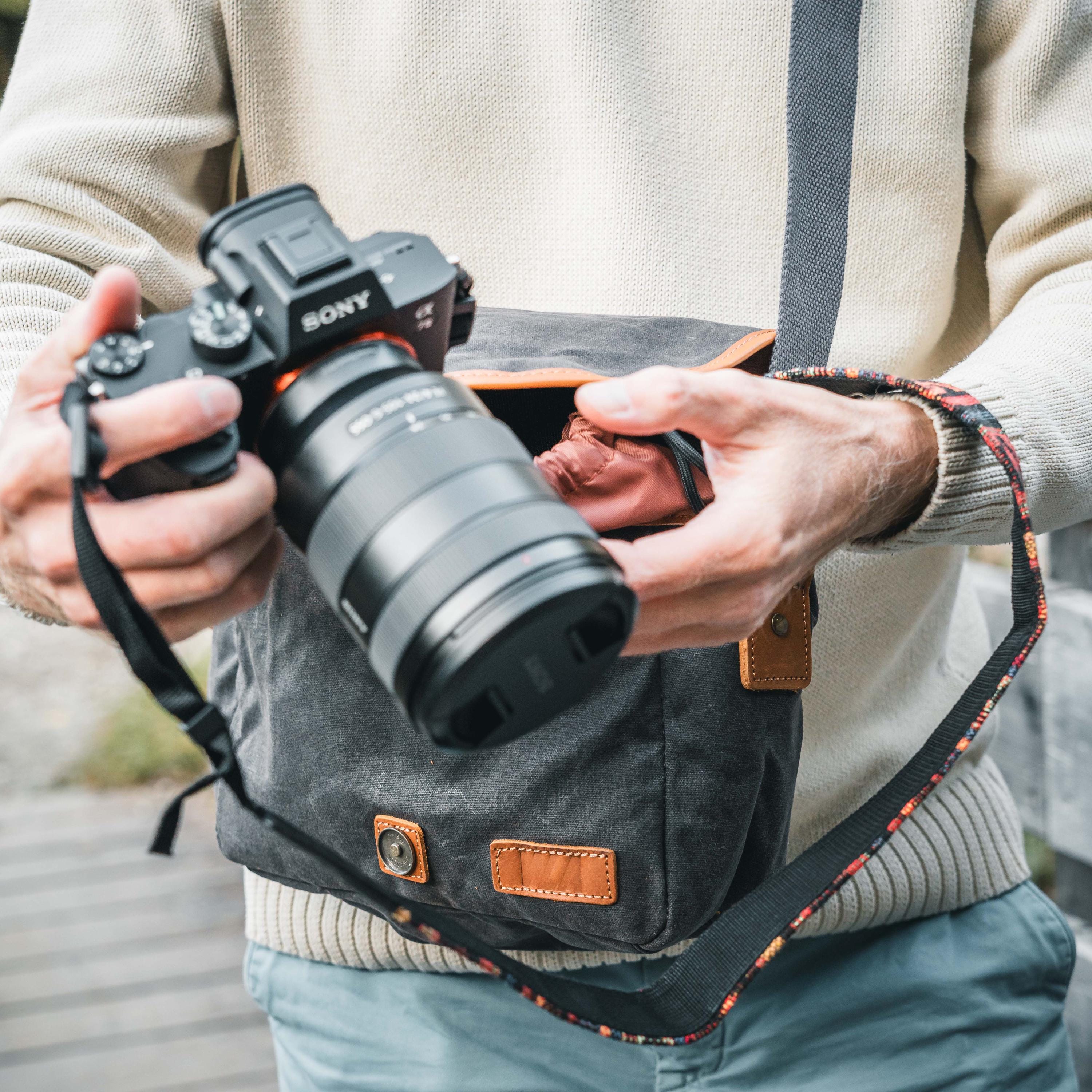 Fotografie Kameratasche, Fototasche, Canvas, Retro, Vintage, wasserabweisend, DSLR, DSLM