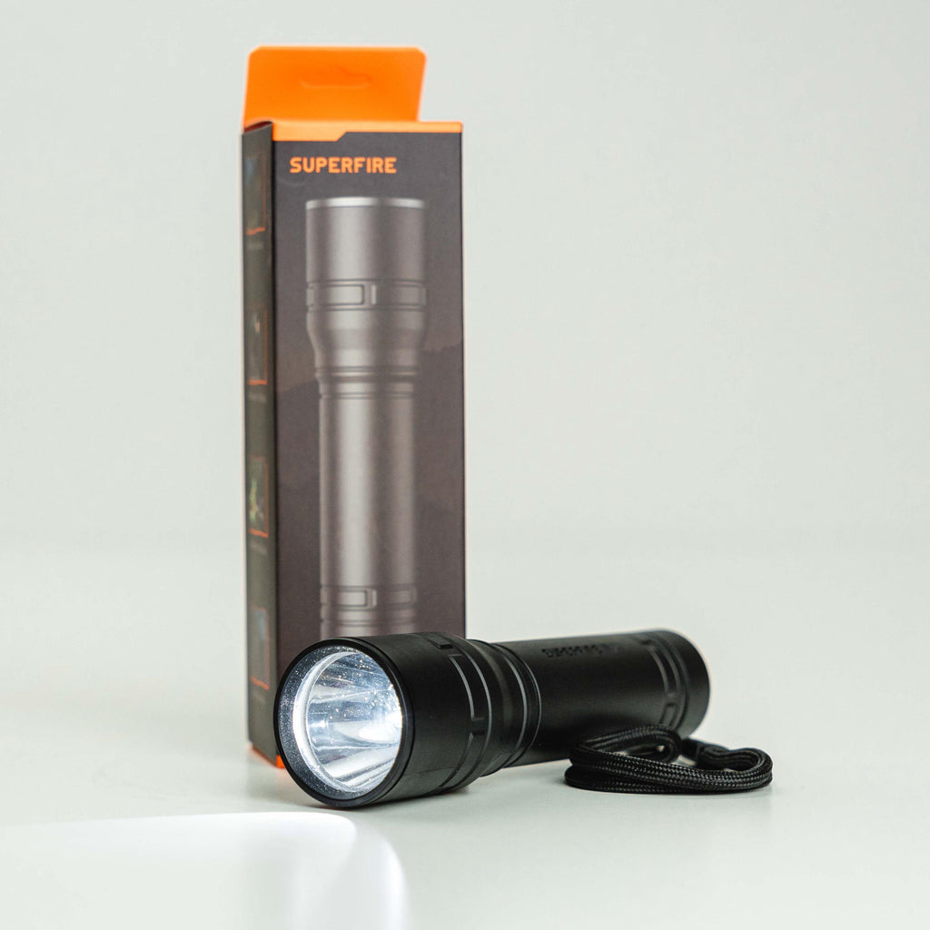 Taschenlampe, schwarz, klein, integrierter Akku